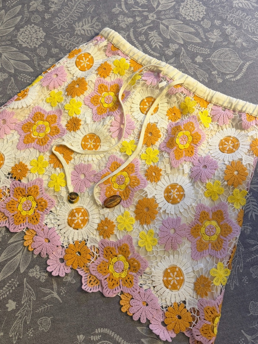 Zara Floral Crochet Mini Skirt in White, Yellow, Pink, Orange